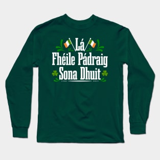 Lá Fhéile Pádraig Sona Dhuit Léine T-ST Patrick's Day Tees Long Sleeve T-Shirt